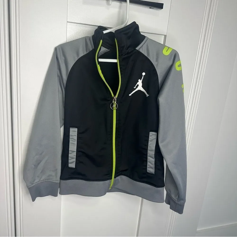 Kids 4-5 Jordan Black and Gray Jacket with Neon Highlights (b1)